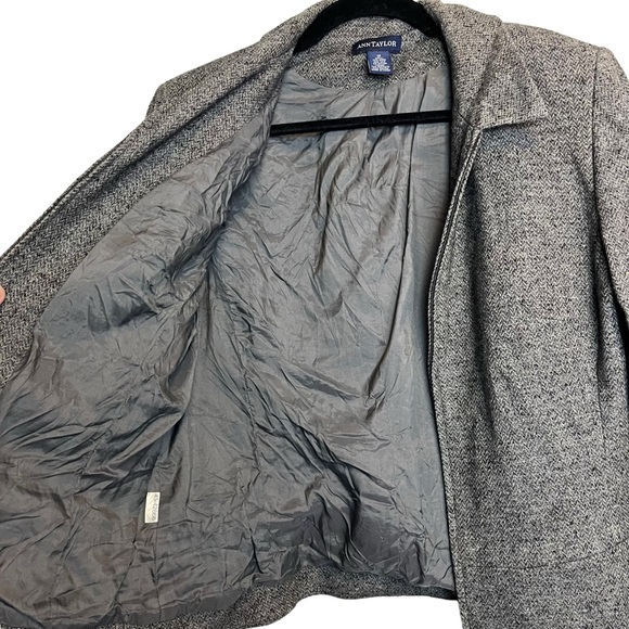 Ann Taylor Gray Tweed Zip Up Jacket Size 12 Women - Picture 6 of 10